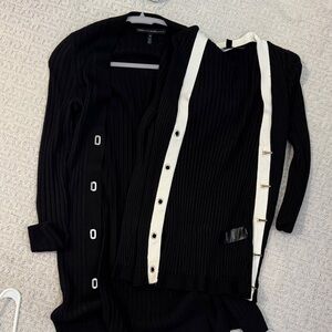 White House Black Market Black Ribbed Cardigan
